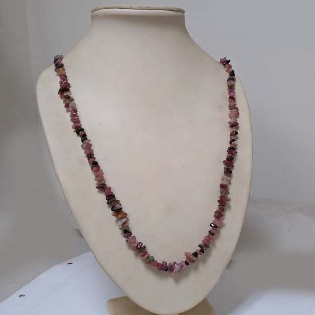 Wholesale Tourmaline chip long necklace natural gemstone necklace
