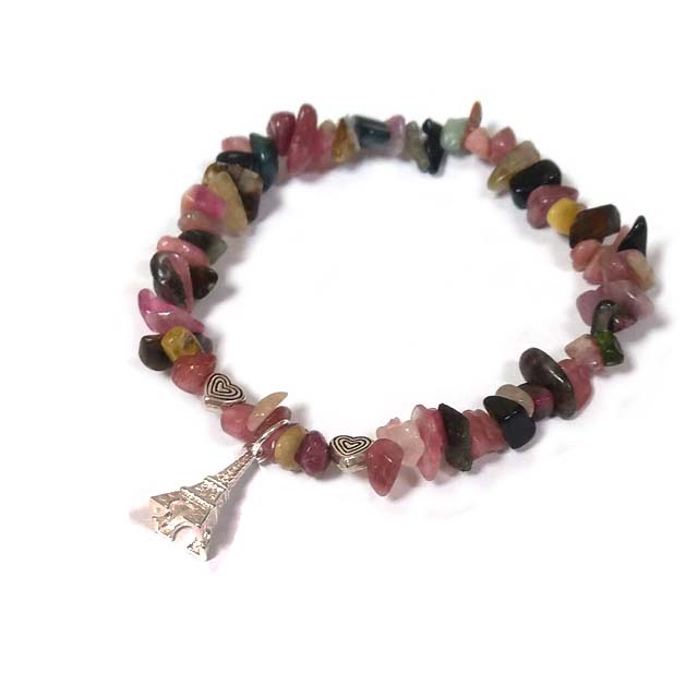 Wholesale Tourmaline chip silver Tower wholesale gemstone bracelets