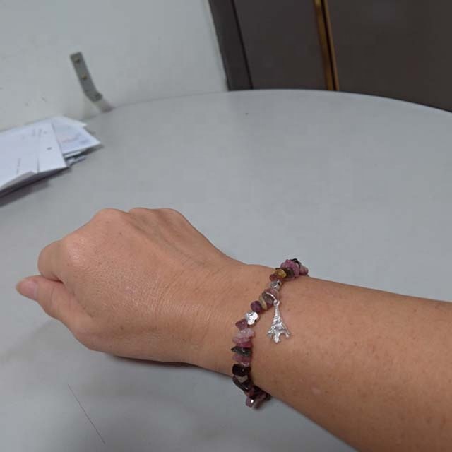 Wholesale Tourmaline chip silver Tower wholesale gemstone bracelets