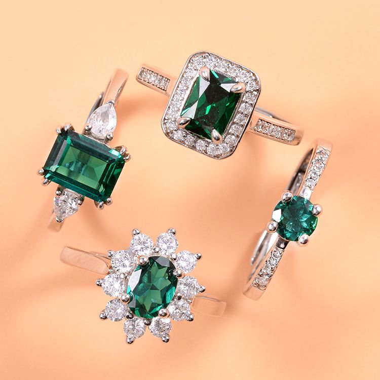 Resizable Dainty Gemstone Ring 925 Silver DW Classic Emerald Supplier
