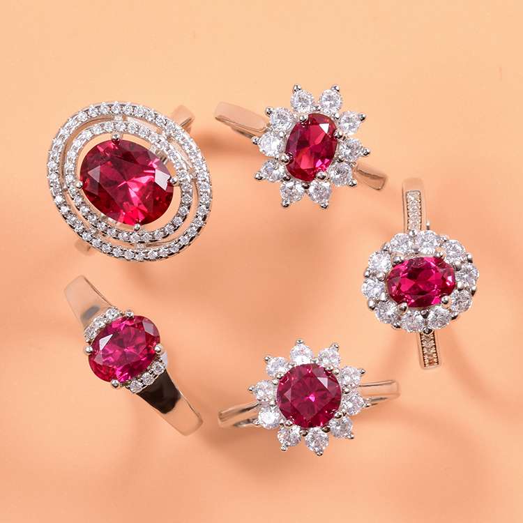 Sterling Silver Ring Ruby Stone Engagement Wedding Ring Supplier