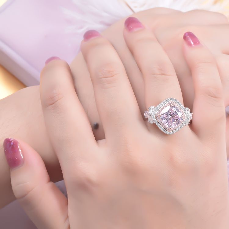 Popular Romantic Occasion Jewelry Finger Pink Zirconia Ring Supplier