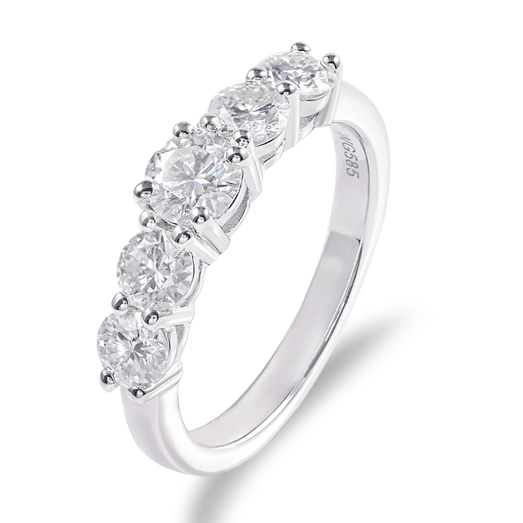 Moissanite 18K 14K White Gold Ring for Women D VVS Round Supplier