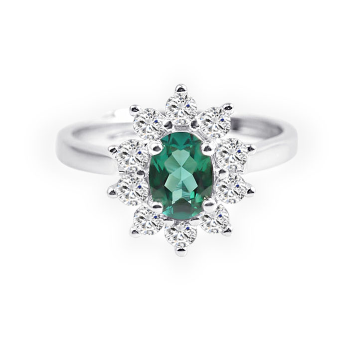 925 Wedding Ring Set Emerald Green Stone White Emerald Rings Supplier