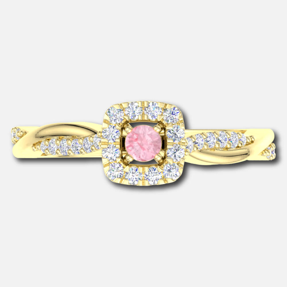 Morganite in Cushion Halo Bridal Ring Supplier