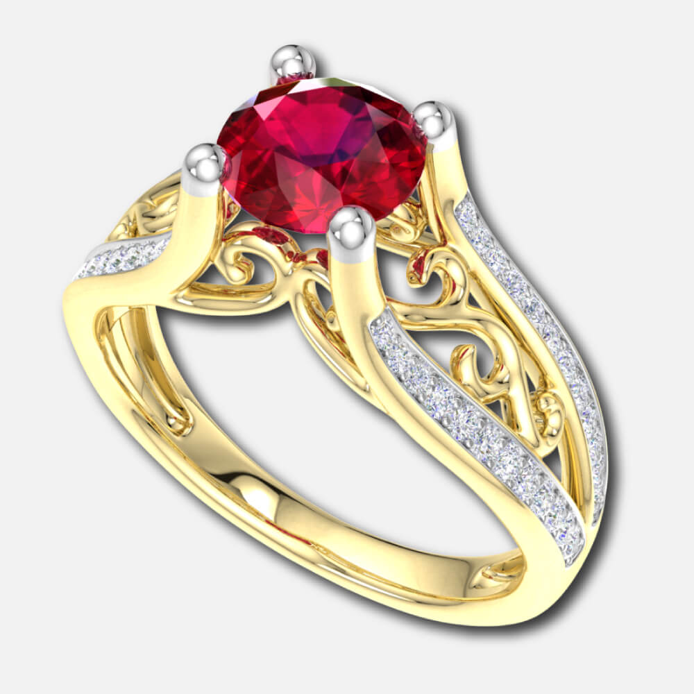 Stand Alone Art Decoration with Ruby in Center Supplier