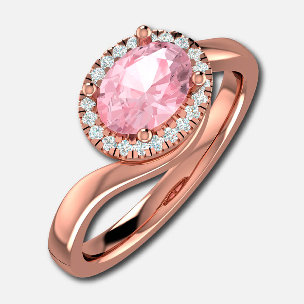 Oval shaped Morganite Bypass Fashion Ring Supplier