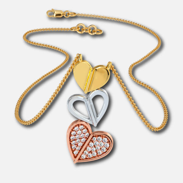 Princess cut diamond pendant with rose gold plating Heart Pendant Manufacturer