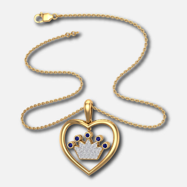 Princess cut diamond Blue Supphire Heart Pendant Exporter