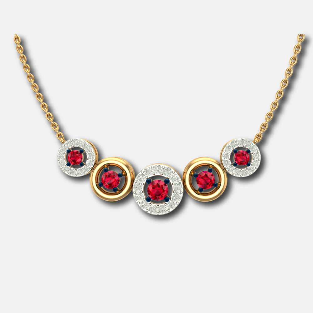 White Diamond With Ruby Fashion Necklace Supplier