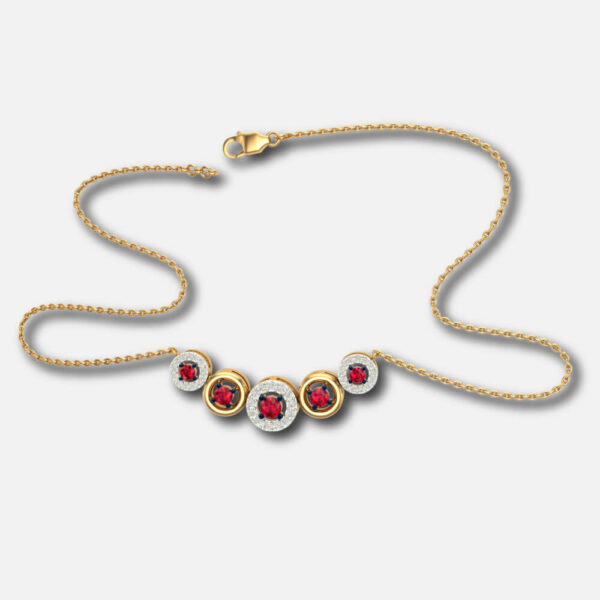 White Diamond With Ruby Fashion Necklace Supplier