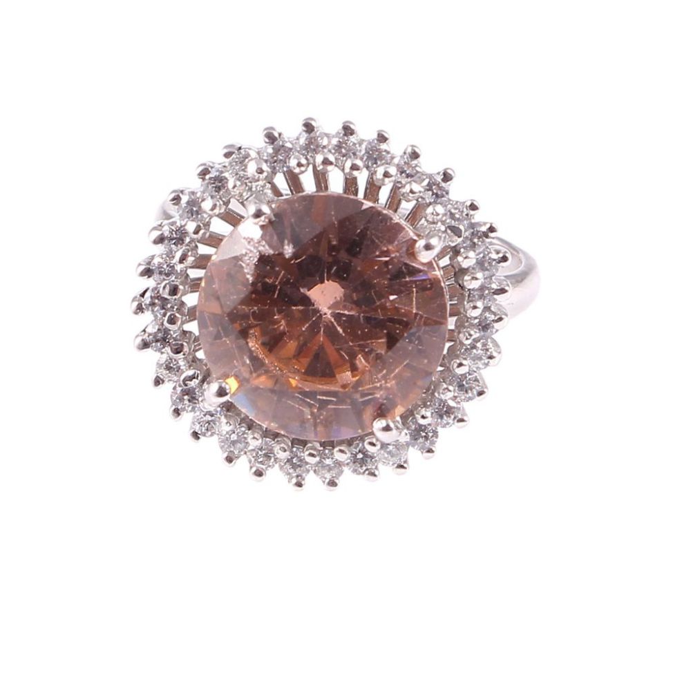 Wholesaler 925 Sterling Silver Morganite Cubic Zirconia Gemstone Handmade Ring