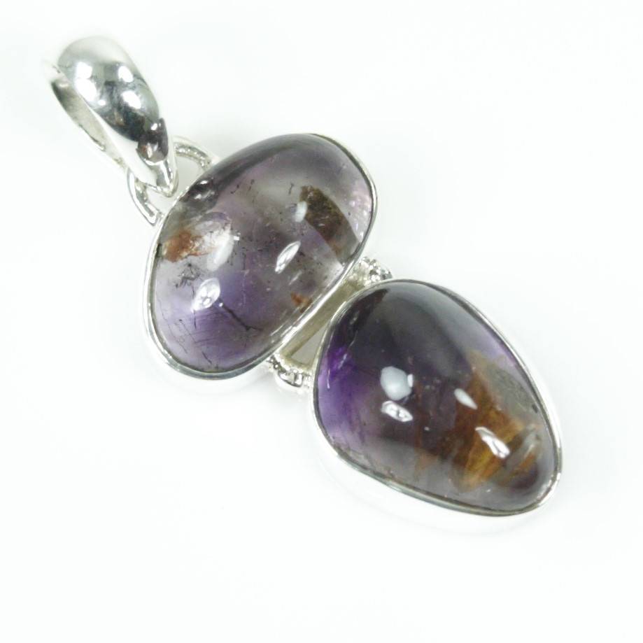 Silver Pendant : 100% Natural Amethyst Fancy Cabochon Pendant Supplier