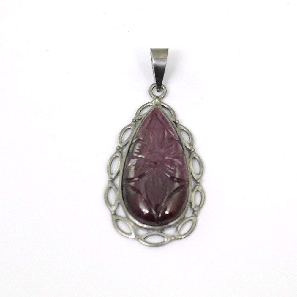 925 Sterling Silver PENDANT : Natural Red RUBY Gemstone Pear Pendant Supplier