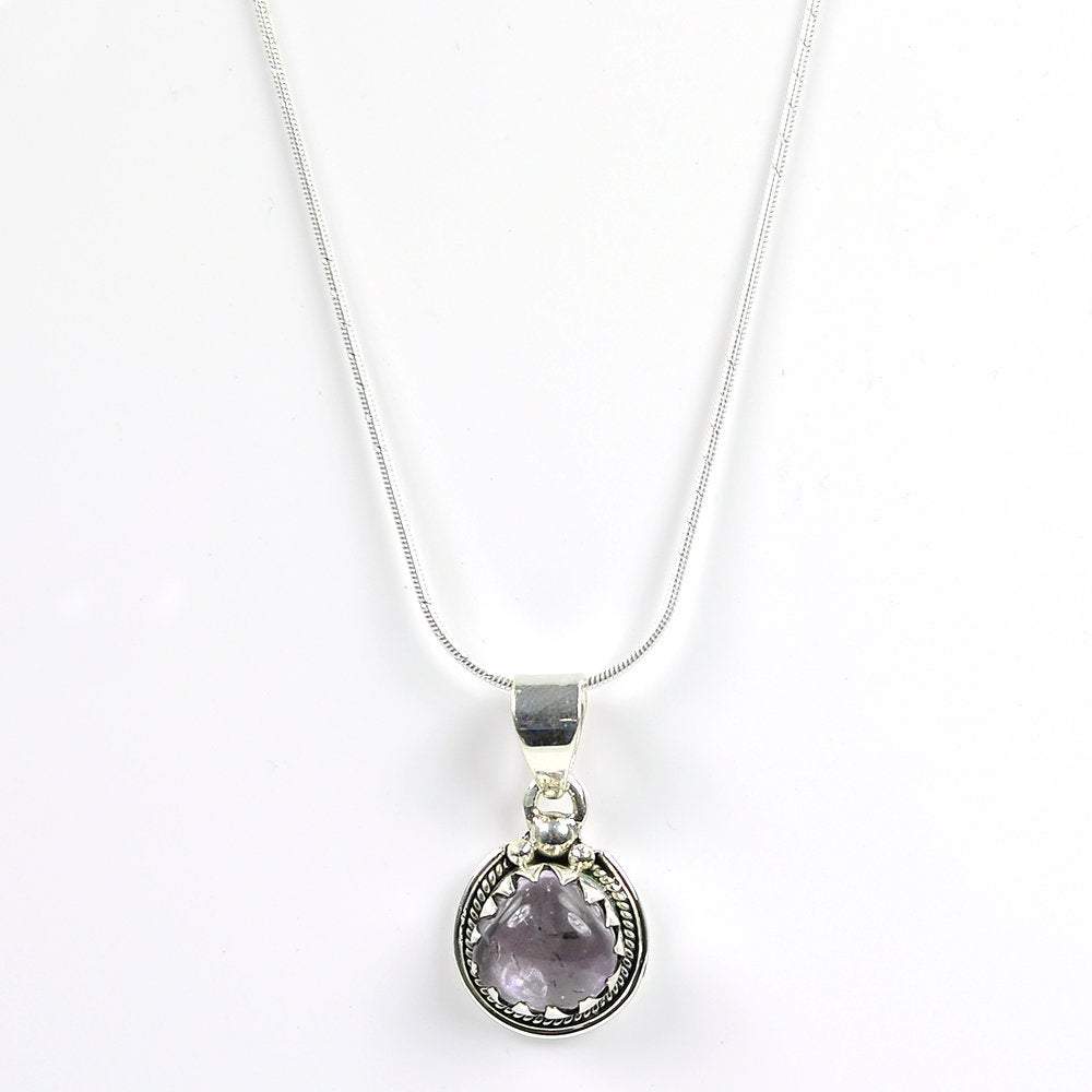 925 Sterling Silver Pendant : Natural Untreated Purple Amethyst Pendant Supplier