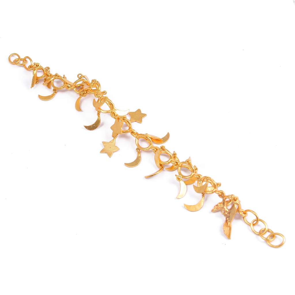 A Moon & Star Charm Jewelry~Gift For Her Jewelry~Moon Chain Bracelet Supplier