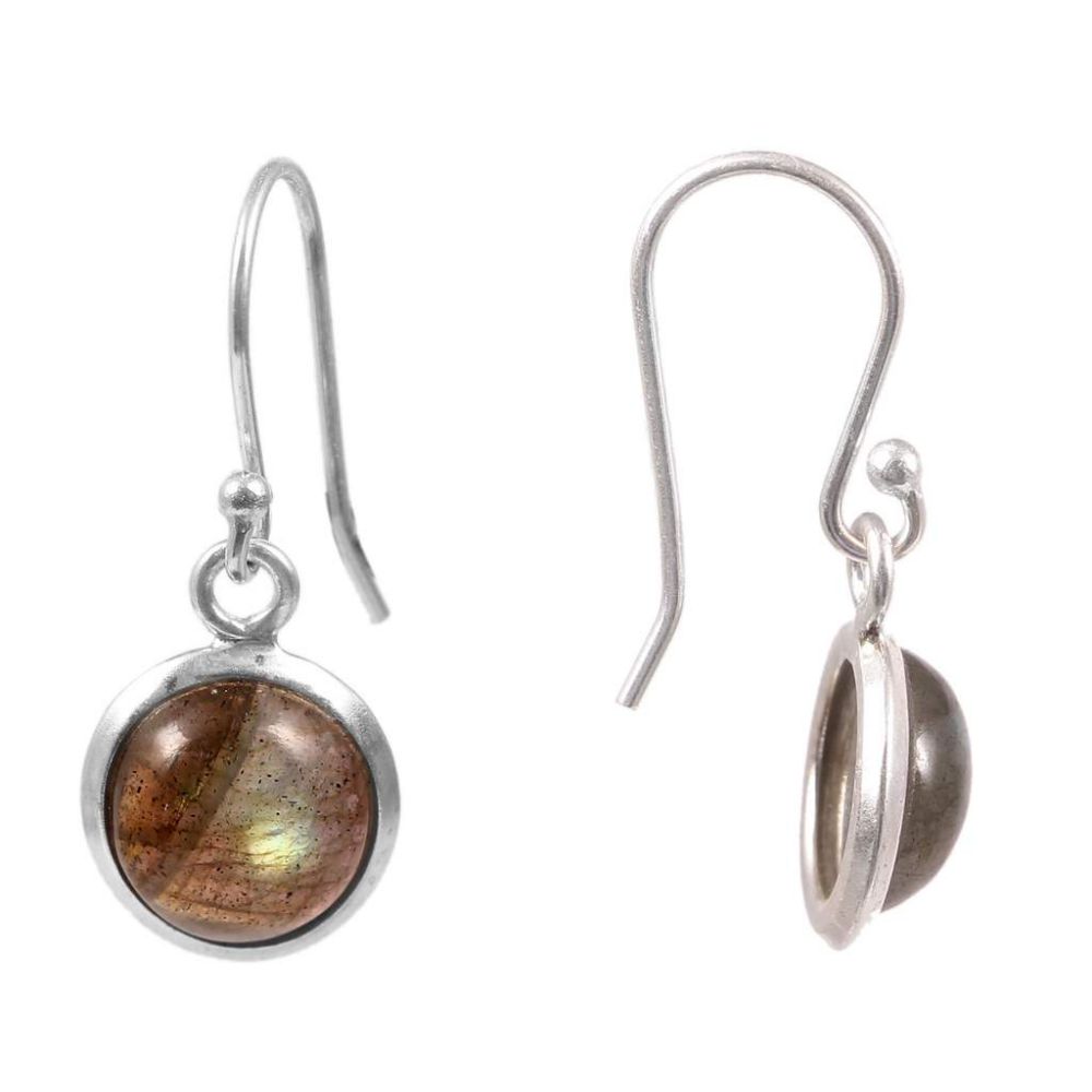 Natural Labradorite Gemstone Earring 925 Sterling Silver Cabochon Earrings Maker