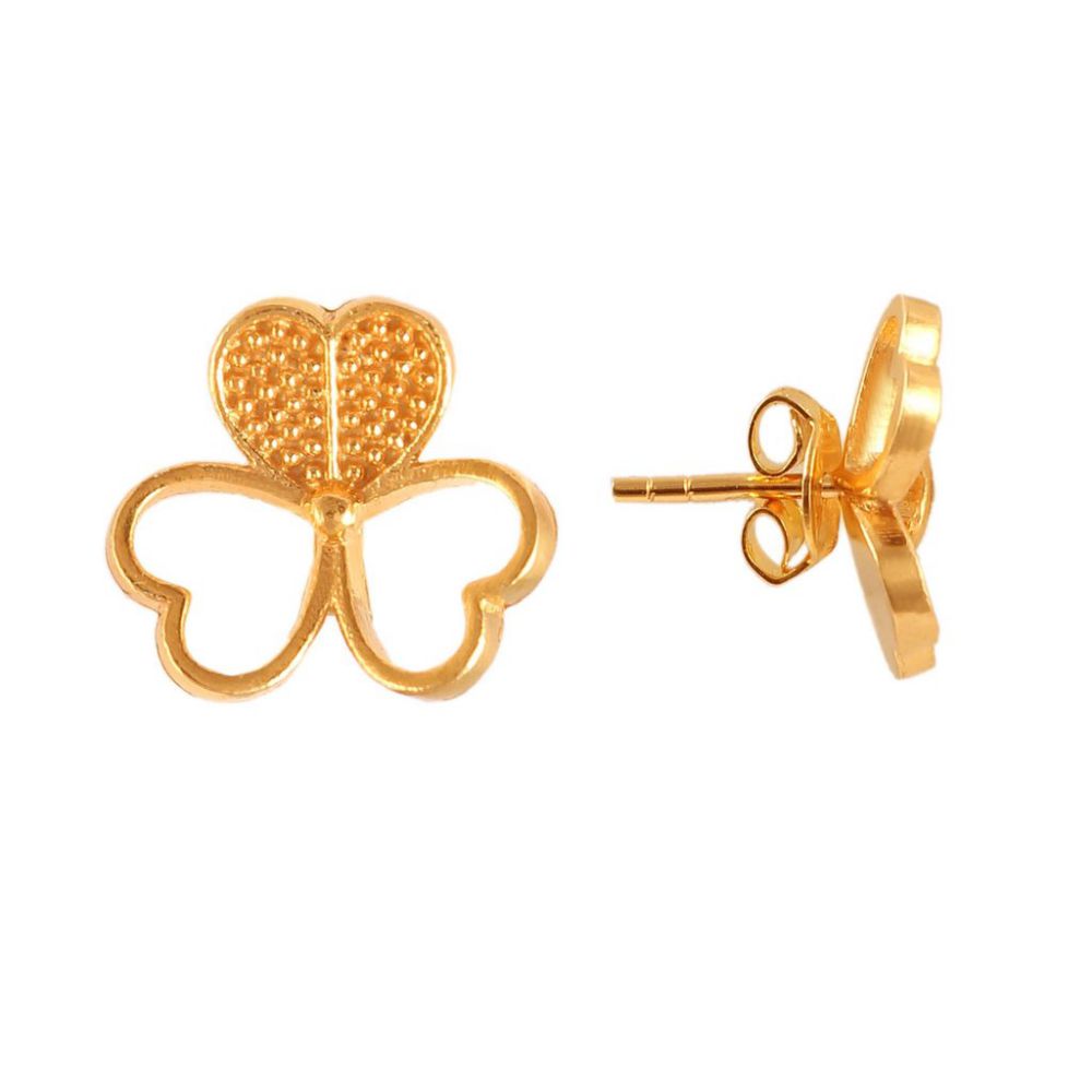 925 Sterling Silver Gold Plated Floral Heart Shape Stud Earring Manufacturer