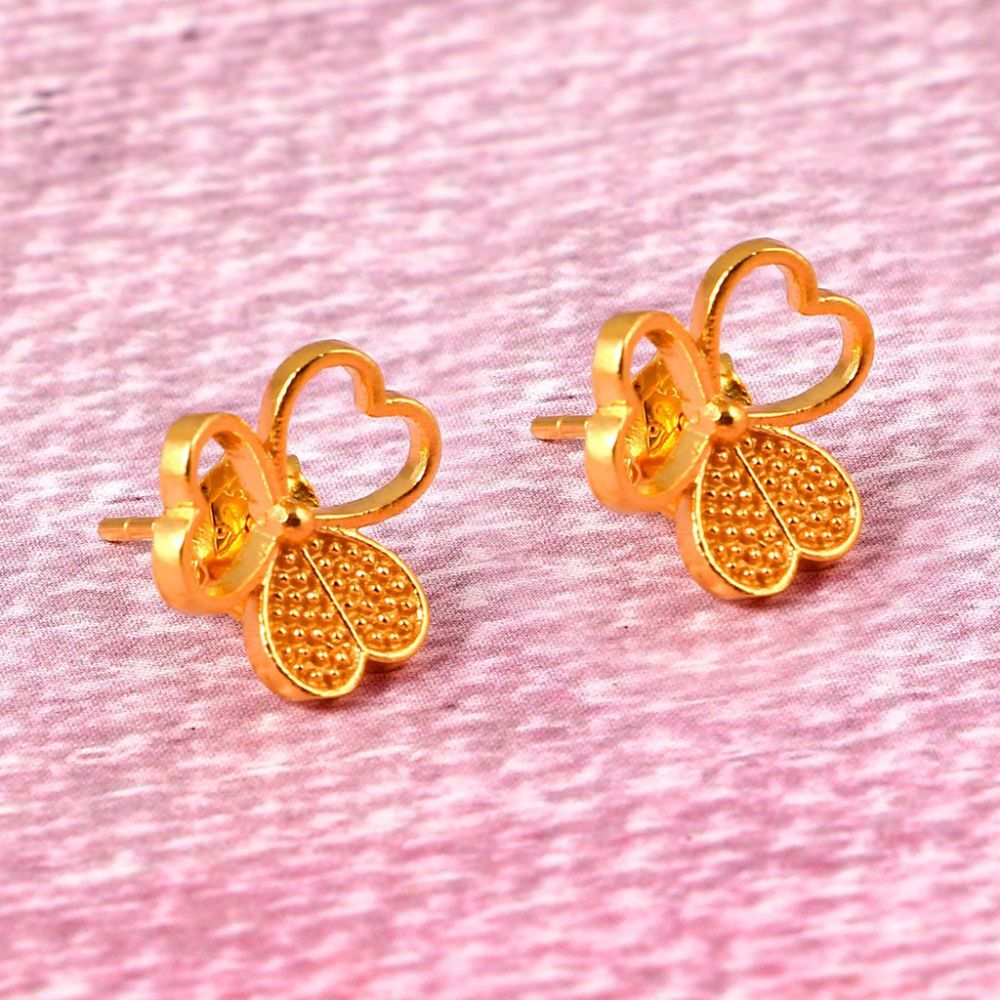 925 Sterling Silver Gold Plated Floral Heart Shape Stud Earring Manufacturer