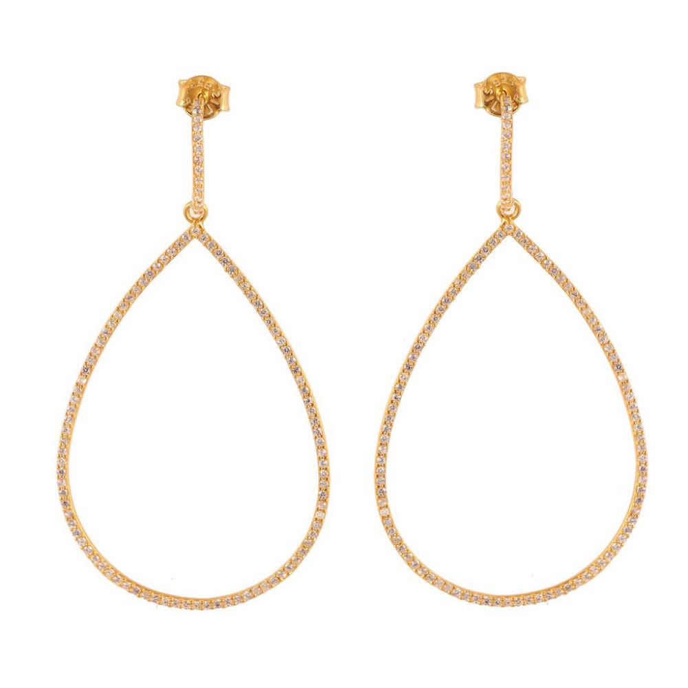 925 Sterling Silver Gold Plated Clear CZ Cubic Zirconia Earring Manufacturer