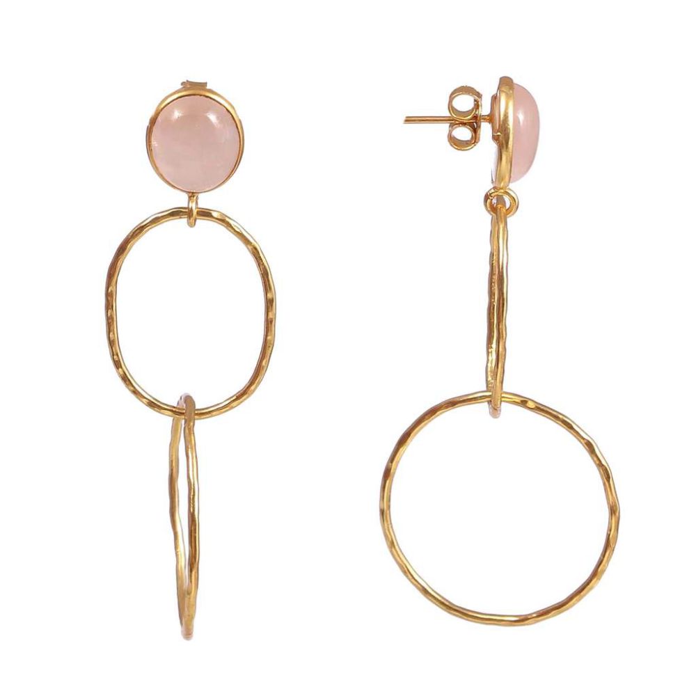 925 Sterling Silver Gold Plated Bezel Set Oval Pink Rose Earring Manufacturer