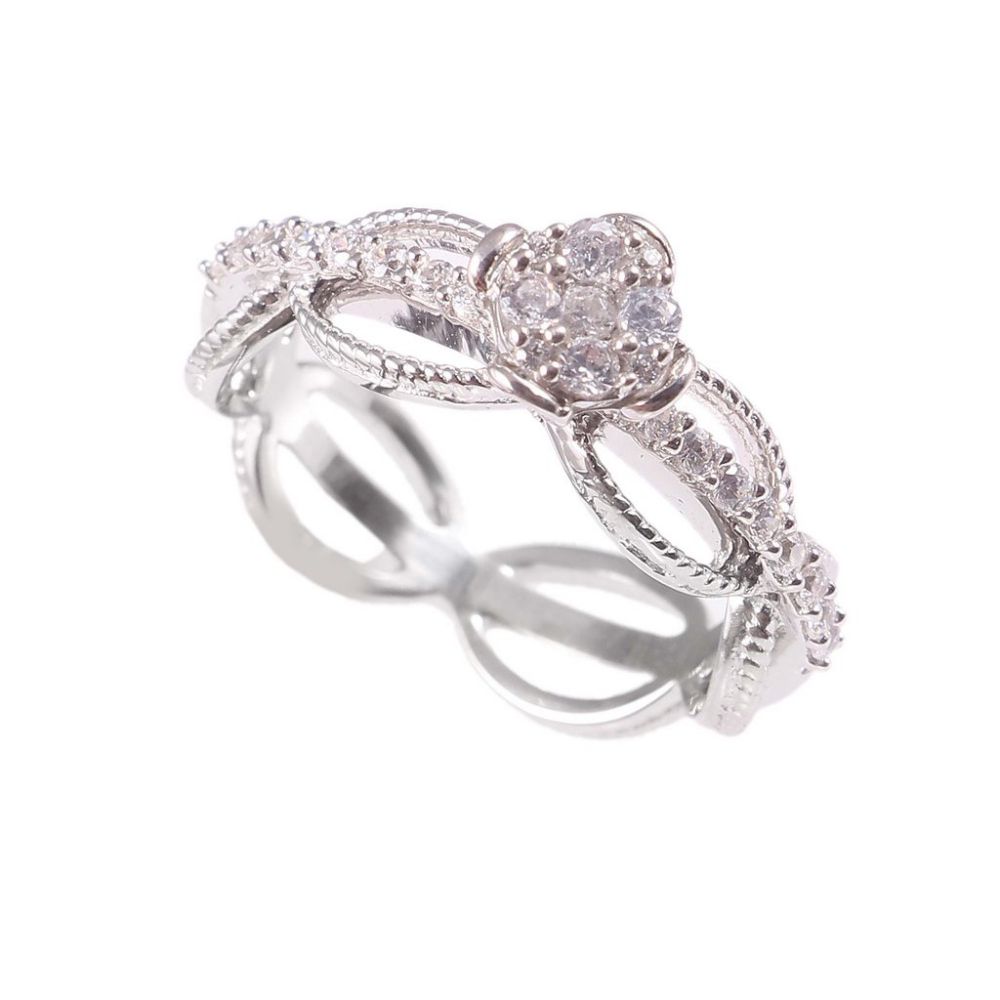 Wholesale White Zirconia Gemstone 925 Sterling Silver Round Ring