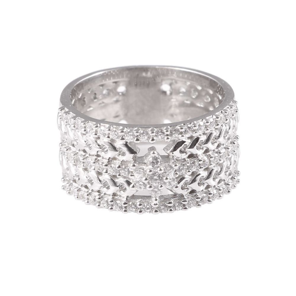 Wholesale 925 Sterling Silver White Zirconia Gemstone Rhodium Plating Ring