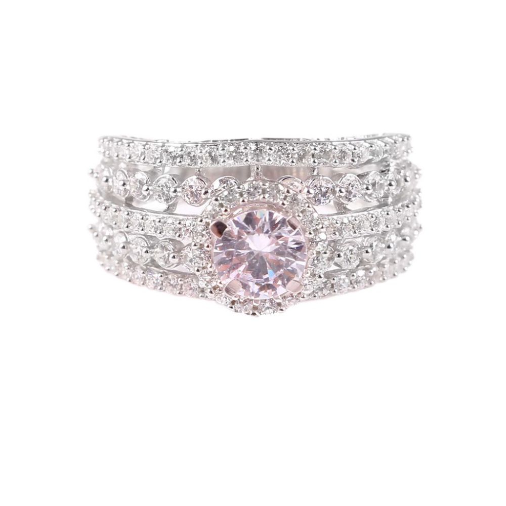 Wholesale 925 Sterling Silver White Zirconia Diamond Cut Silver Rhodium Ring