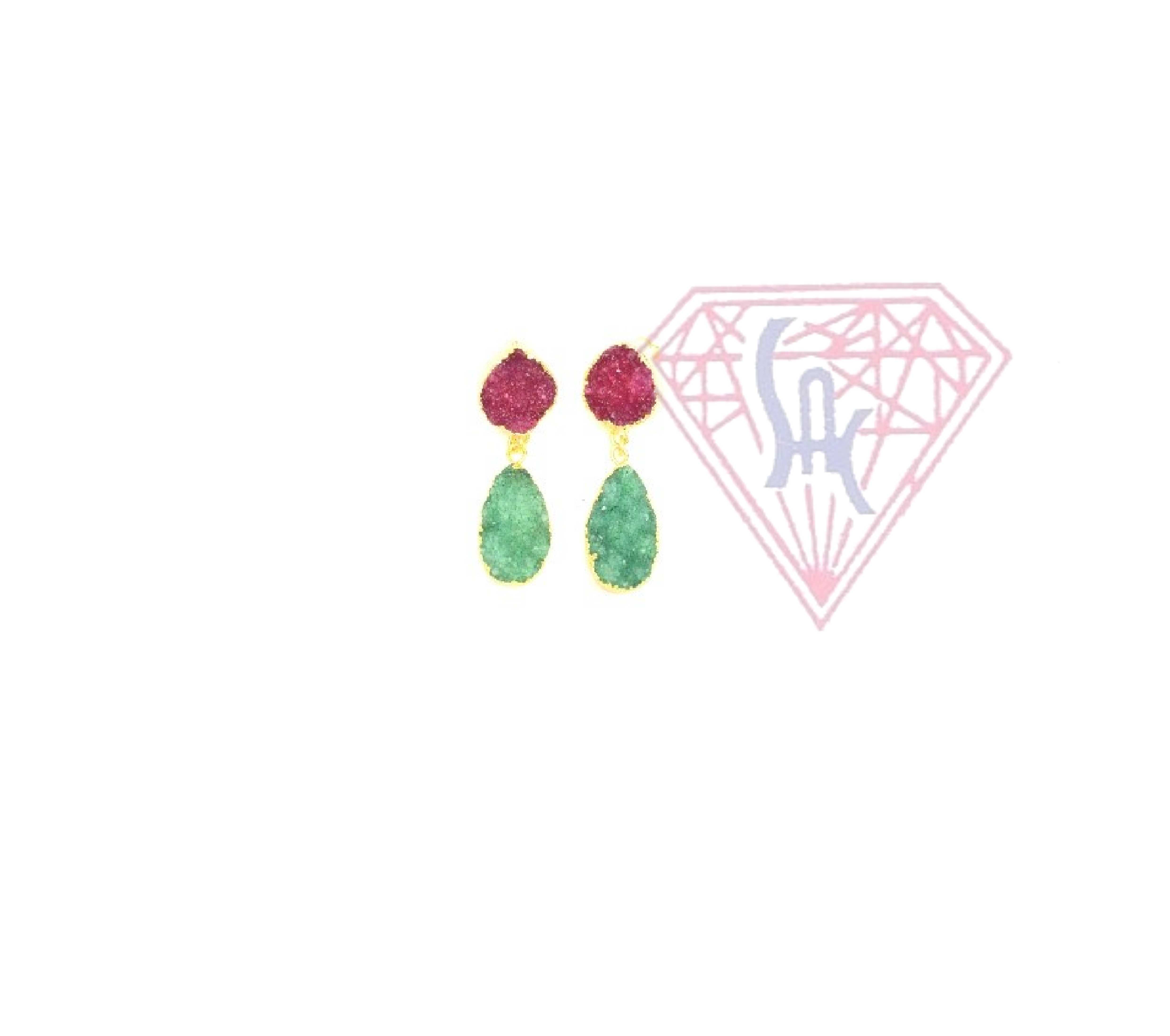 Stylish Design In Stud Gemstone Earring With Gold Polish Exporter