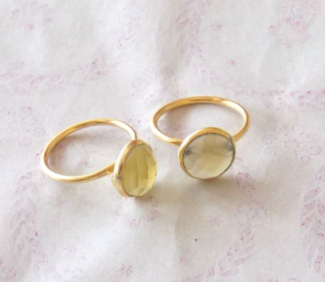 Lemon Quartz Ring~ Gold Plated Handmade Adjustable Ring For Women Exporter