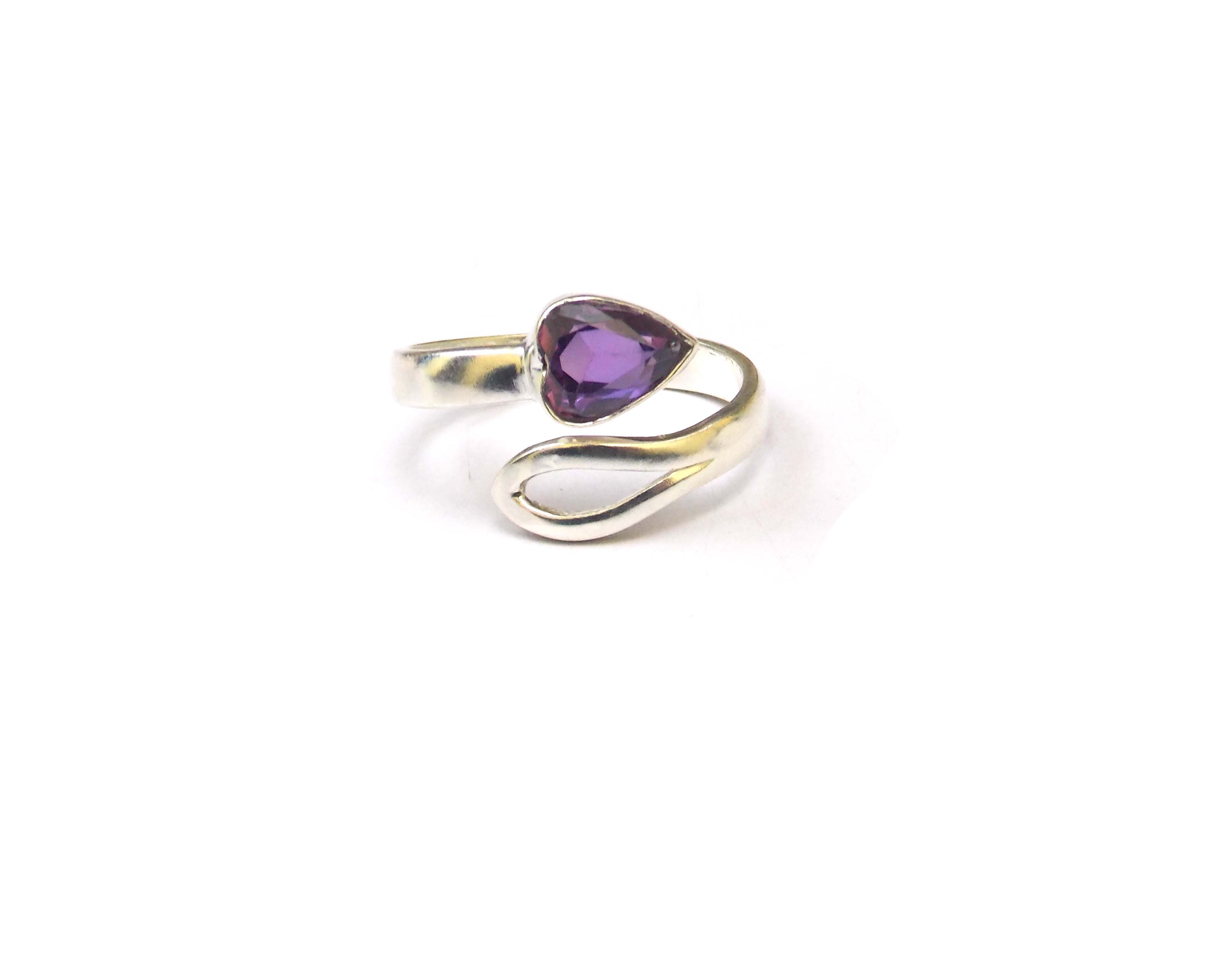 Silver Amethyst Quartz Silver Plated Adjustable Gemstone Ring Exporter
