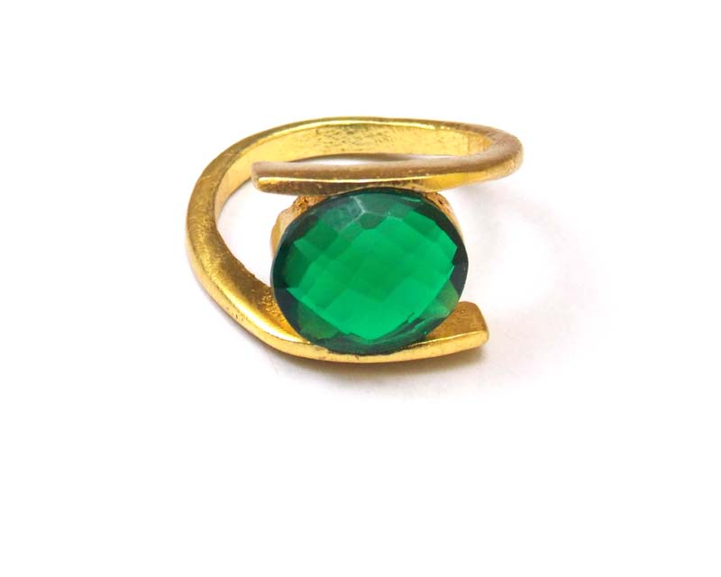 New Design Beautiful Green Onyx Gold Plated Jewelry Adjustable Ring Exporter