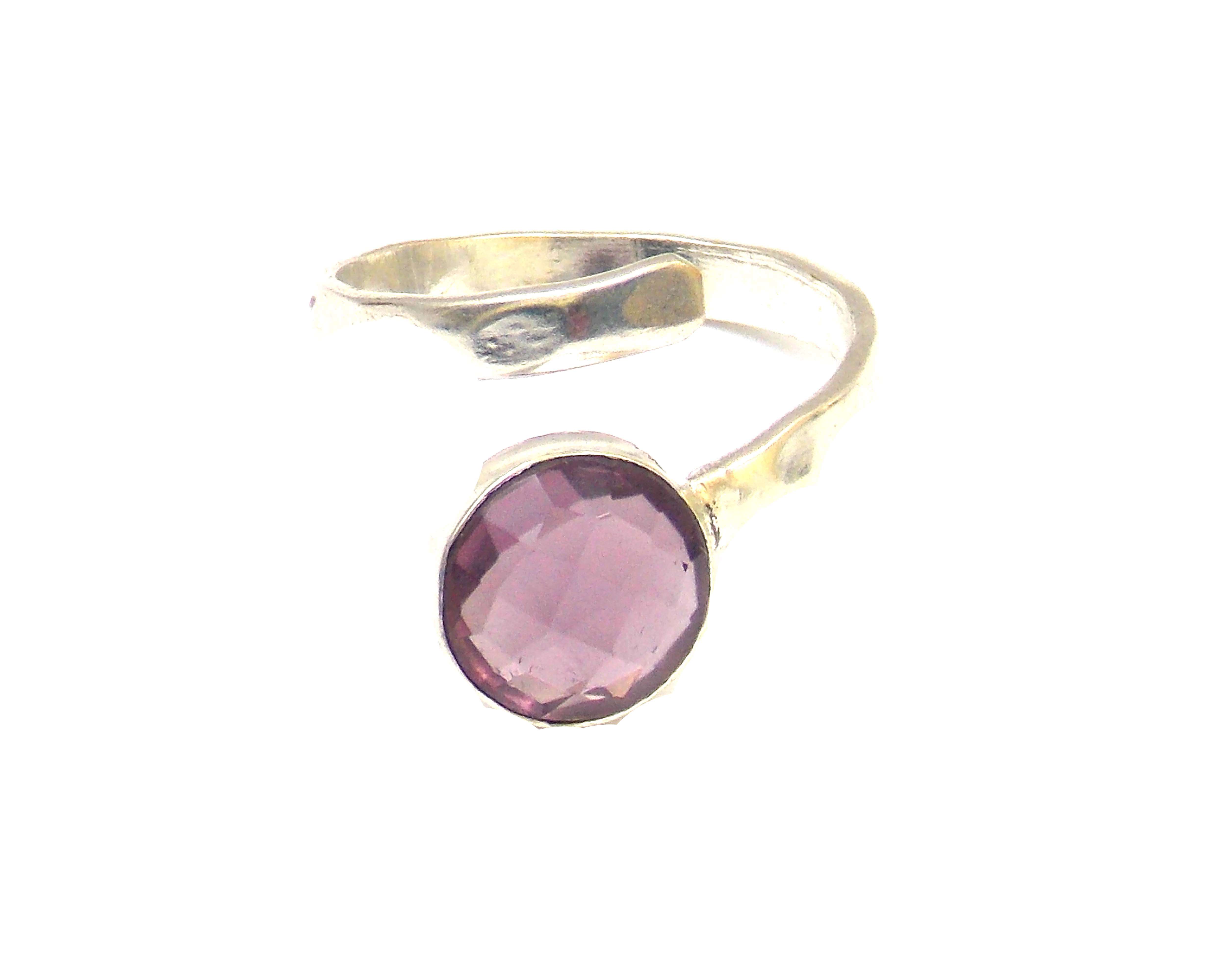 Amethyst Quartz Ring~ Round Shape Silver Plated Jewelry Making Gemstone Exporter