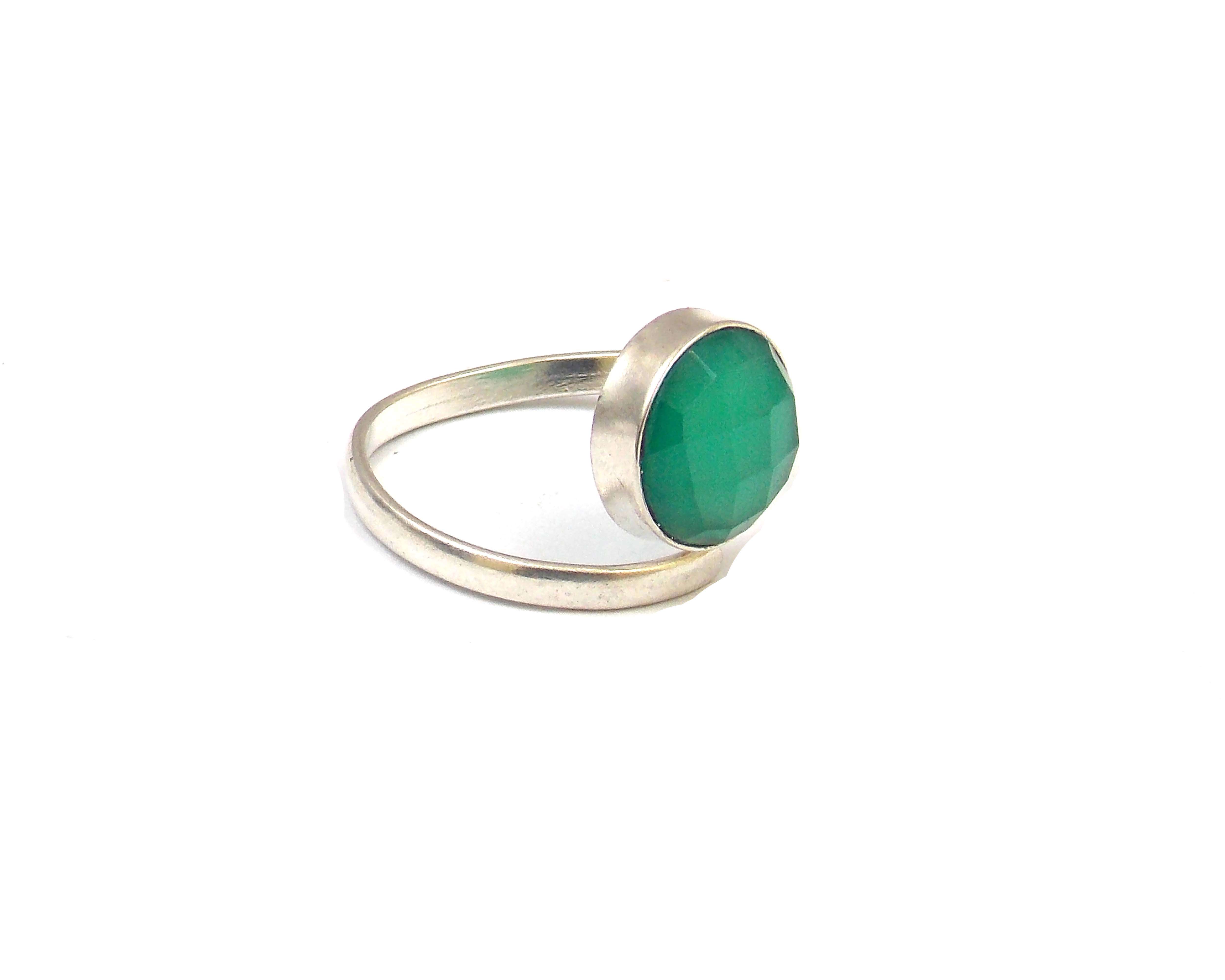 Green Onyx Ring- Gemstone Silver Plated Jewelry Making Adjustable Ring Exporter