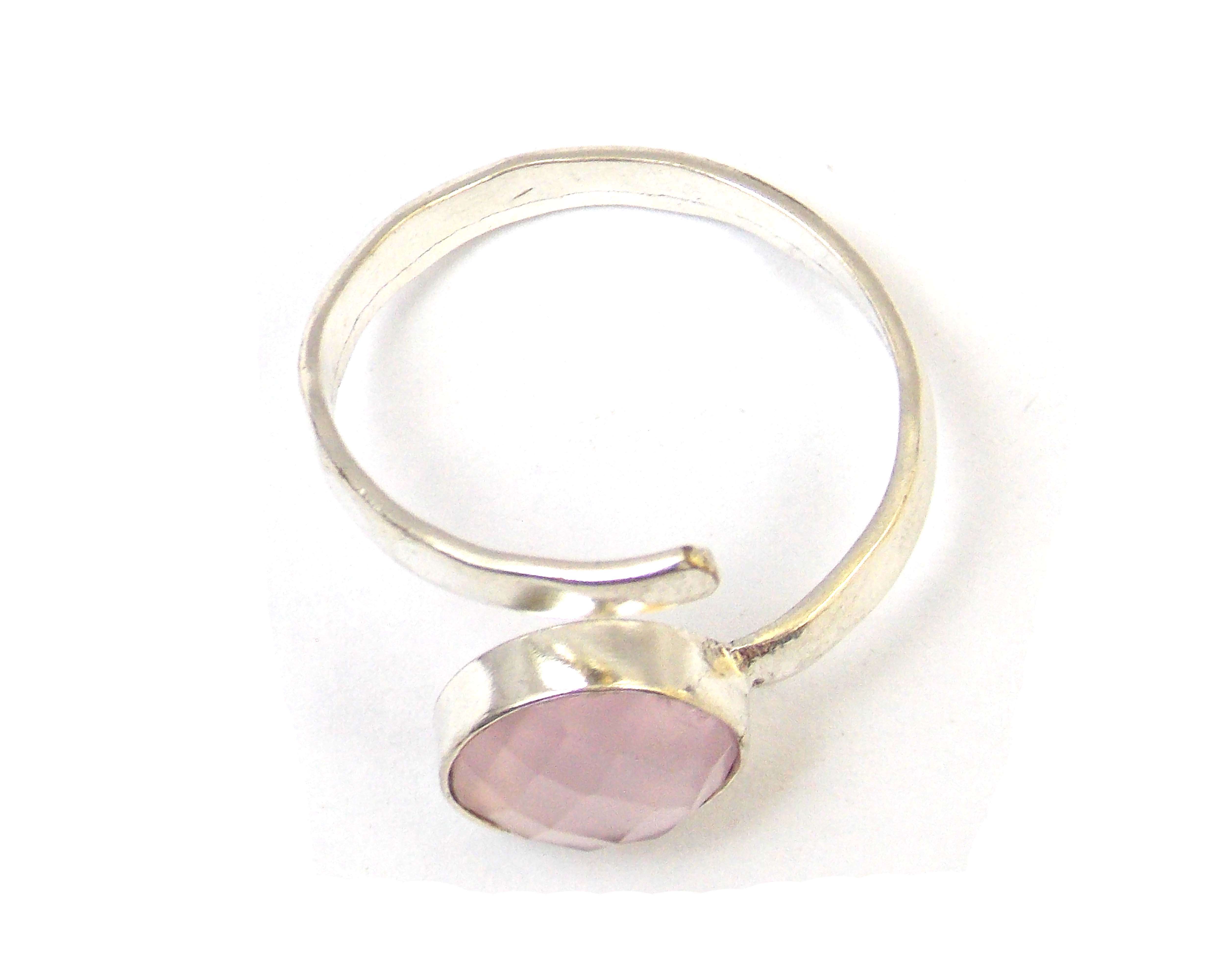 Pink Chalcedony Gemstone Silver Ring Making Round Shape Supplier