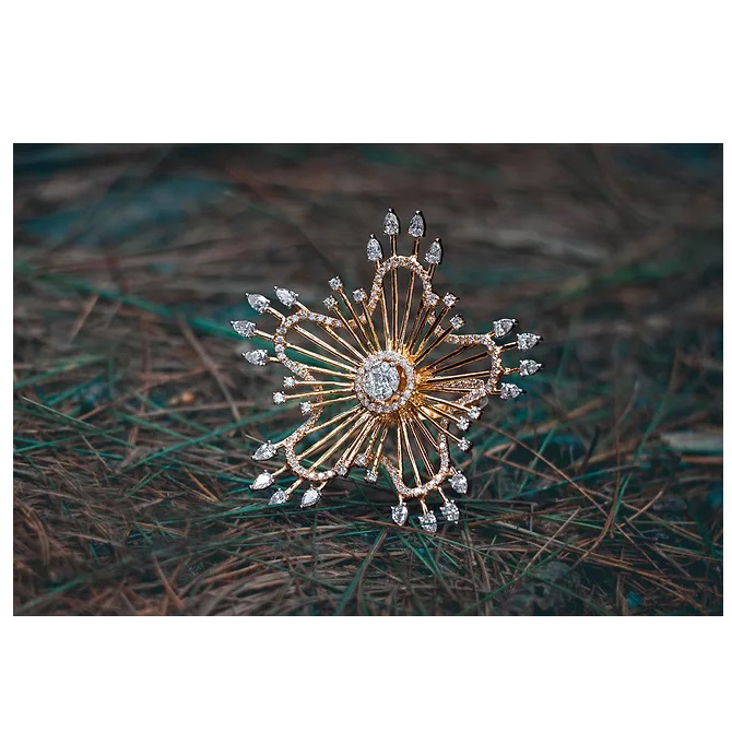 18K Gold Ring Natural Diamond For Girls Jewelry Exporter