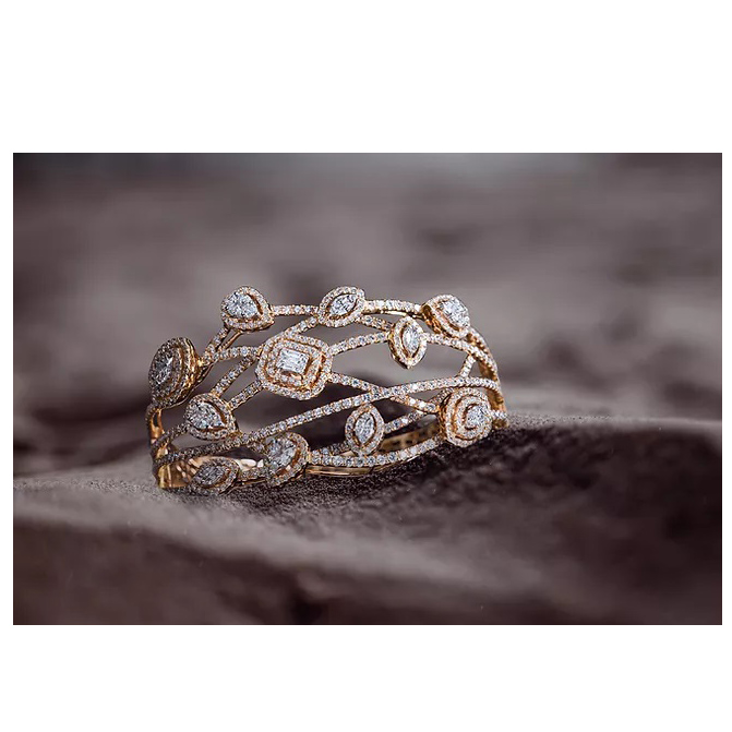 18K Fine Gold Natural Diamond Bracelets For Girls Jewelry Exporter