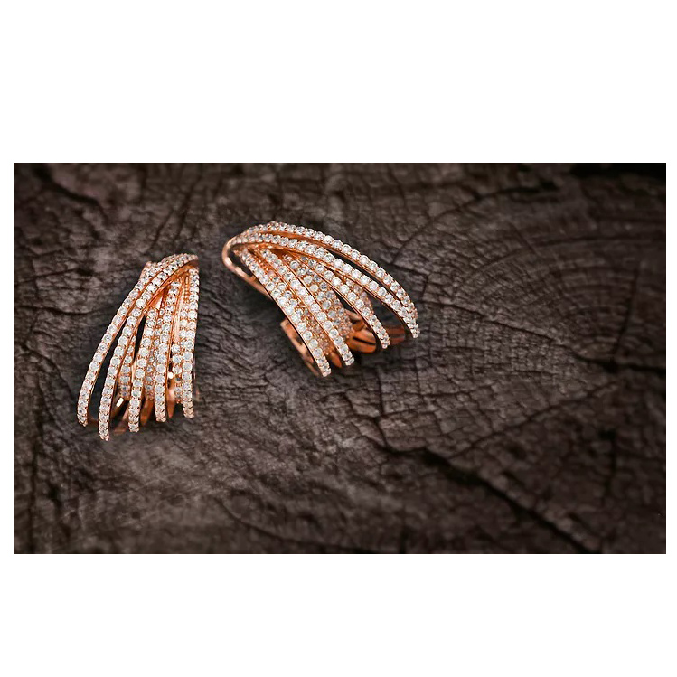 High-Class 18k Solid Gold Natural Studs Real Diamond Earrings Exporter