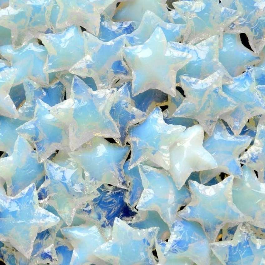 Opalite Crescent Opalite Star Blue Opalite Star Metaphysical glass Healing Stone