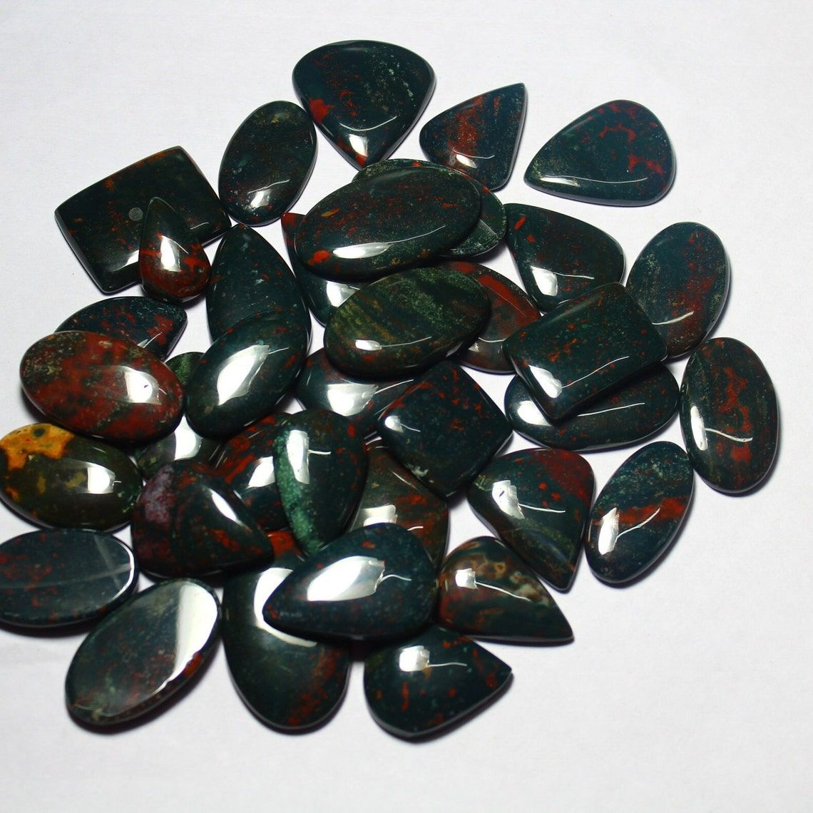 Wholesale Lot Natural Bloodstone Cabochon Mix Shape Gemstone Bloodstone Gemstone