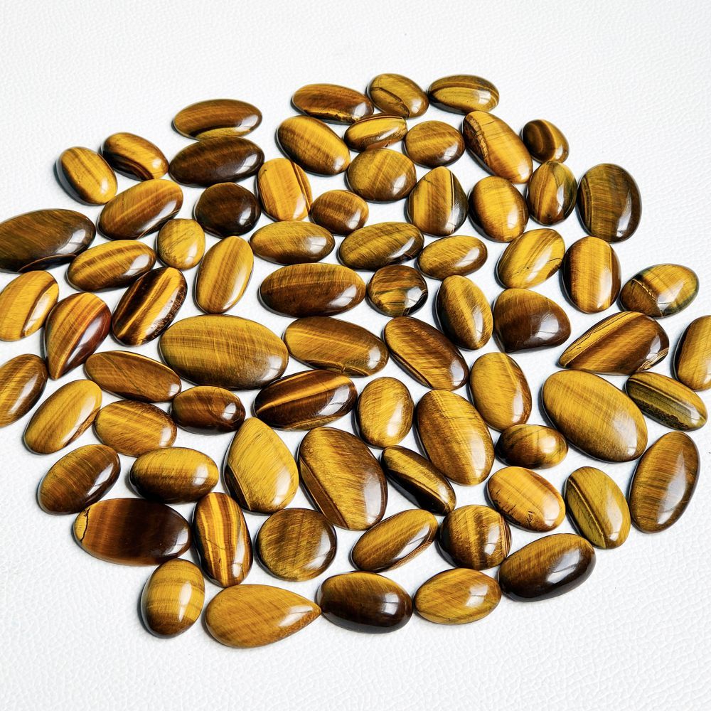 Amazing Wholesale Lot Yellow Tiger Eye Cabochon Mix Shape Natural Stone