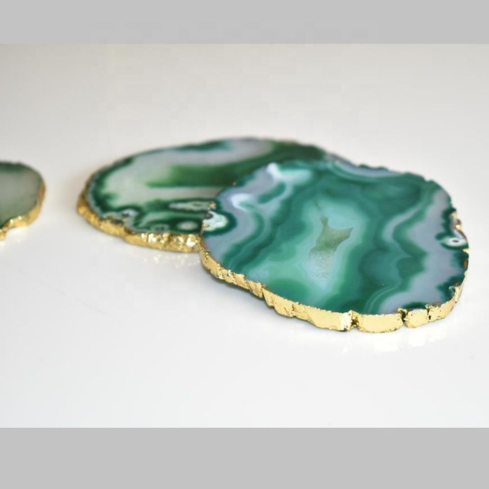 Wholesale Green Dyed Agate Coasters Slices With Well Polished Manufacturer