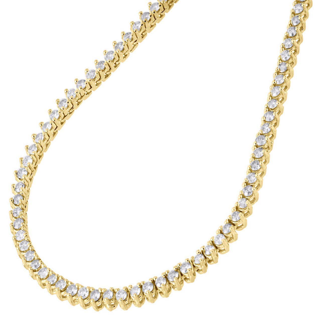 10K Yellow Gold Diamond Martini Prong-Set Tennis Chain Necklace Wholesaler