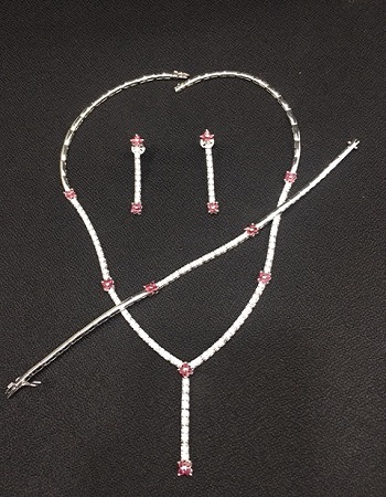 Ruby and Real Diamond Necklace Set Wholesaler