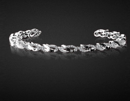 Real Diamond Studded Bracelet In 14K White Gold Supplier