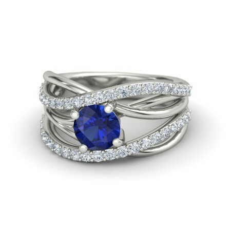 Real Diamond With Gemstone Ring In 18k White Gold Supplier