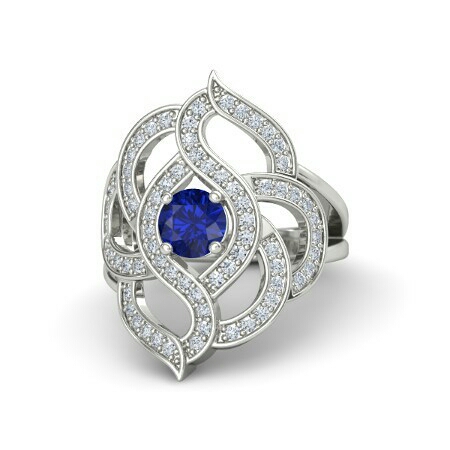Blue sapphire and Diamond Ring in 18k White Gold Supplier