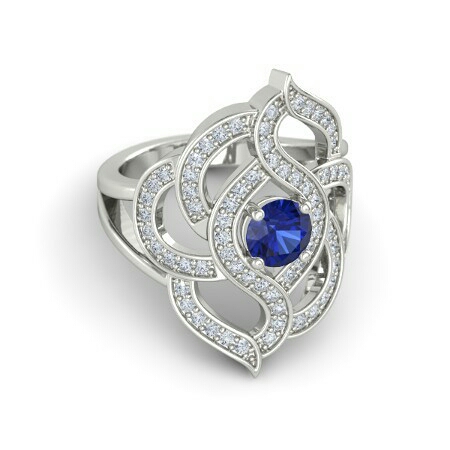 Blue sapphire and Diamond Ring in 18k White Gold Supplier
