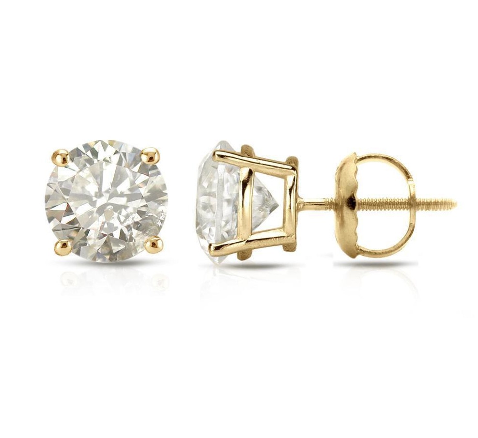 Real Natural Diamond Cluster Earrings in Yellow Gold Manufacturer