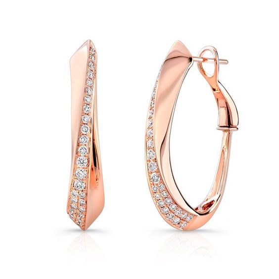 14K Rose Gold Real Diamond Designer Hoop Earring Manufacturer